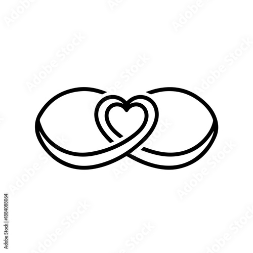 Intertwined rings with heart Vector