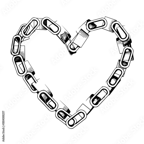 Heart shape formed by chains Vector