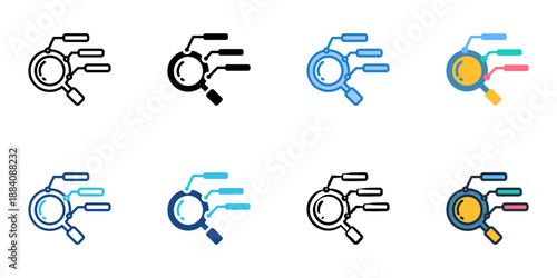KPI tracking icons set multiple style collection. Editable stroke 

