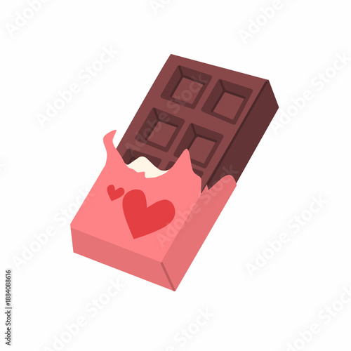Chocolate bar with heart vector illustration for sticker valentine illustration