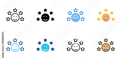 Star rating icons set multiple style collection. Editable stroke 
