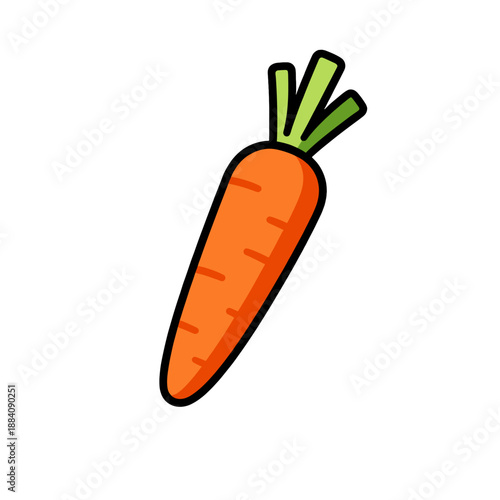 [Vector EPS]A cartoon-style illustration of a fresh carrot with green tops
