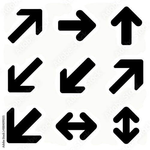 [Vector EPS]Set of various black arrow icons for direction indication