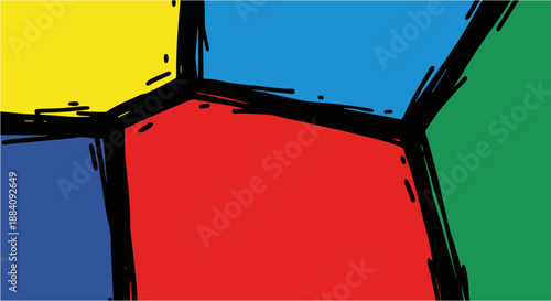 Colorful Geometric Shapes with Black Outline.