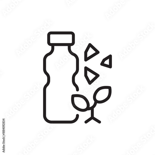 Bio-plastic pellets icon. Sustainable manufacturing and circular economy, representing biopolymer resin, eco-friendly plastic production, corn-based PLA, and biodegradable agricultural packaging.