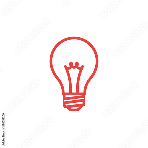 Red outline of a light bulb on a white background, symbolizing ideas and innovation