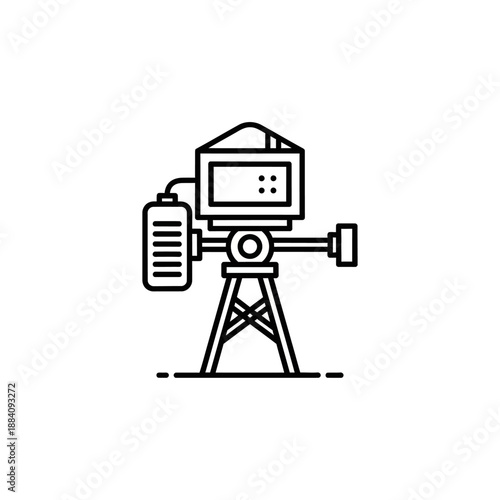 Retro Film Camera Icon, Vintage Movie Equipment, Cinematography Symbol