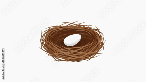 Illustration of a nest with an egg for nature and fertility concept