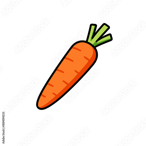 [Vector EPS]A single fresh orange carrot with green top leaves