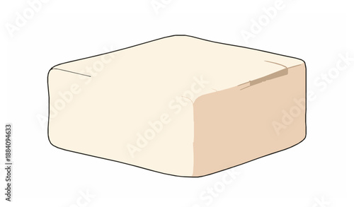 Tofu cheese piece flat vector illustration healthy vegan protein food isolated on white