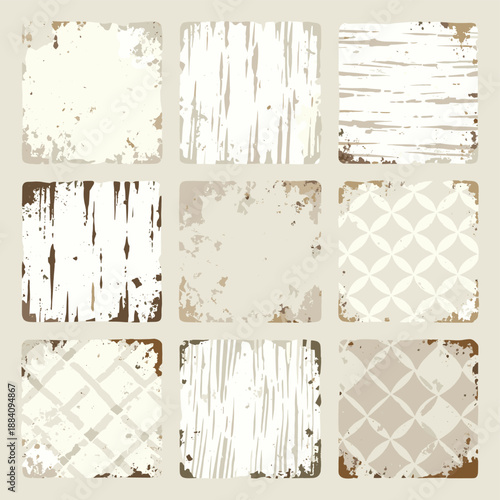 [Vector EPS]Set of vintage styled square patterns with different textures and colors