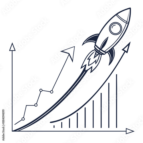 Rocket launching over growth chart