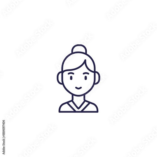 Simple Line Art Icon of a Woman with Hair Bun