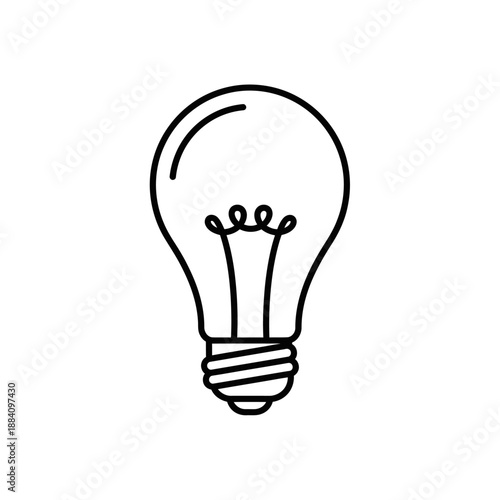 Simple line drawing of a classic incandescent light bulb, representing ideas and innovation.