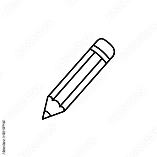 Simple line drawing of a wooden pencil with eraser on white background