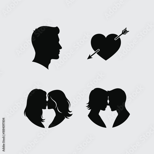 woman silhouette with heart