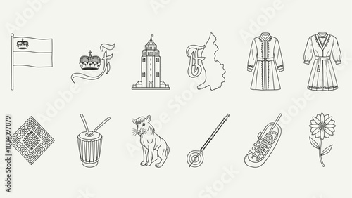 Collection of national symbols and cultural elements from Liechtenstein