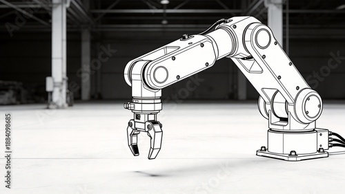 Industrial robotic arm in warehouse
