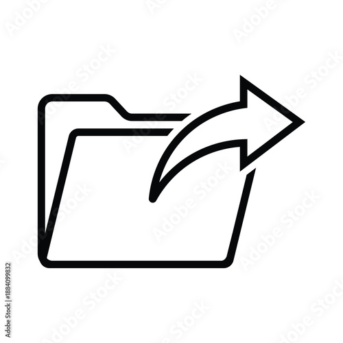 Minimal black outline icon showing a clipboard with a forward arrow on a white background. Clean flat vector symbol representing share, export, send, workflow, data transfer, documents, UI and product