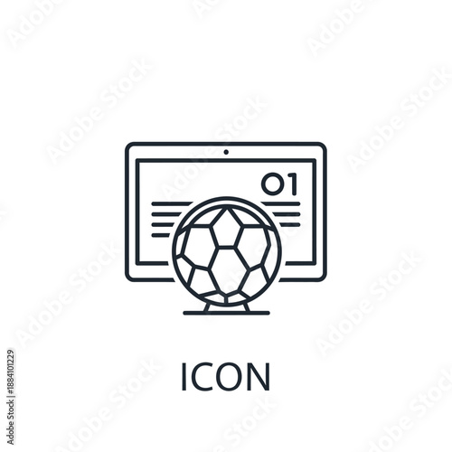 Soccer ball and screen icon on white background, sports icon