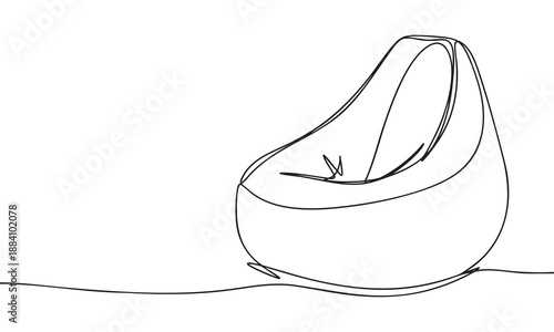 Continuous Line Drawing of a Bean Bag Chair