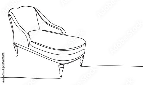 Continuous Line Drawing of a Chaise Lounge