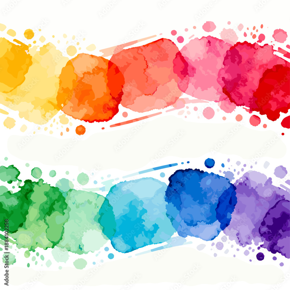Naklejka premium [Vector EPS]Colorful watercolor brush strokes creating a vibrant rainbow pattern