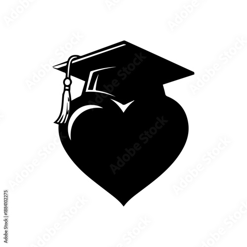 Heart shaped graduation cap Vector