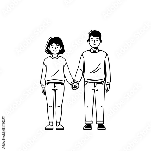 Two children standing together Vector