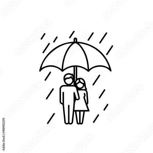 Person holding umbrella in rain Vector
