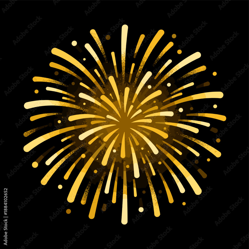 Obraz premium [Vector EPS]Golden Firework Display with Bursting Patterns on Black Background