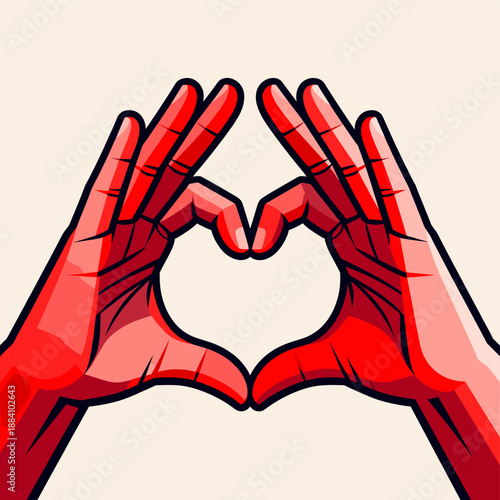[Vector EPS]Two red hands forming a heart shape expressing love and affection