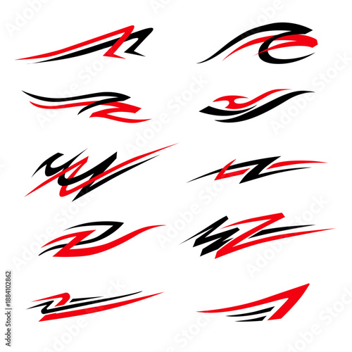 Dynamic racing stripes car sticker design vector Illustration