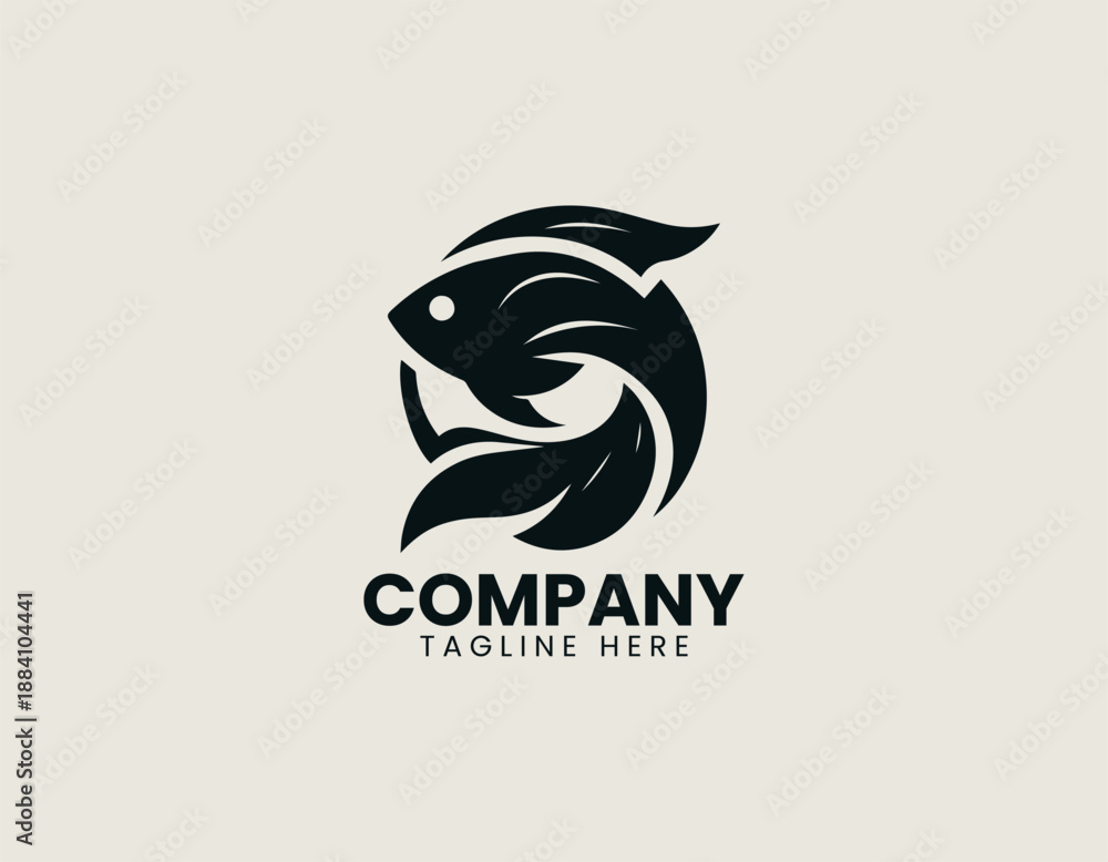 Obraz premium Glow Fish Black Vector Logo Illustration