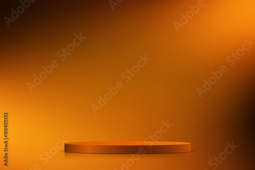 Orange background vector 3d with podium Space for selling products on the website. Abstract wallpaper design with copy space to display your products. Vector illustration.