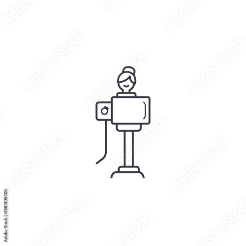 Woman Presenter at Podium with Microphone Icon