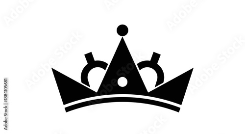 Black Silhouette Royal Crown Symbol on isolated white background