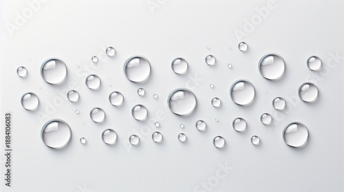 Water droplets arranged on a flat surface with even spacing