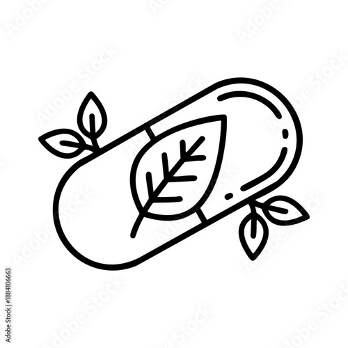 herbal medicine leaf pill icon