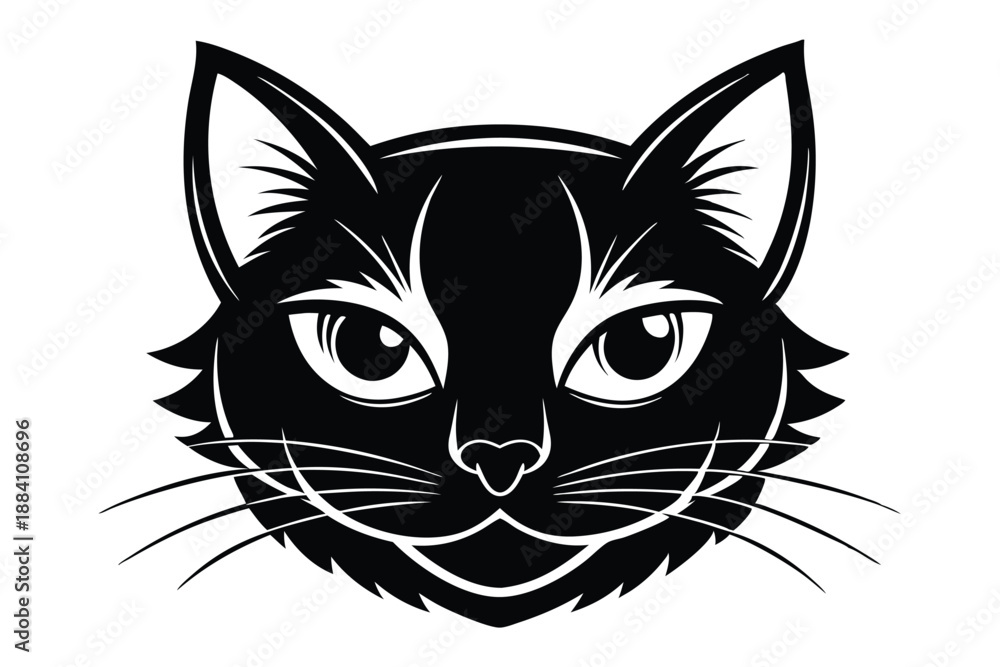 Obraz premium cat head silhouette line art vector illustration with a white background