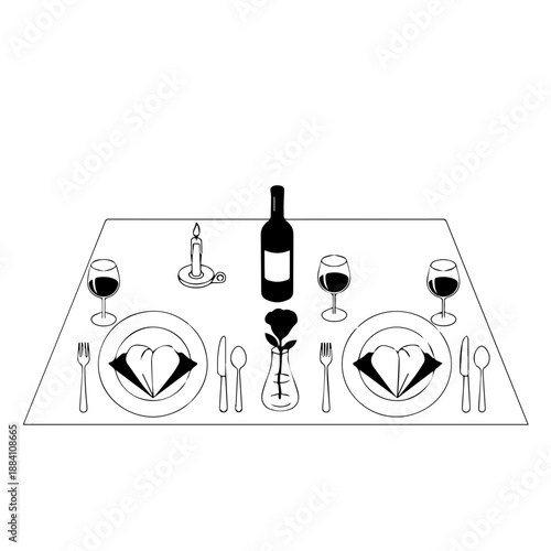 Wine bottle and glasses arrangement Vector