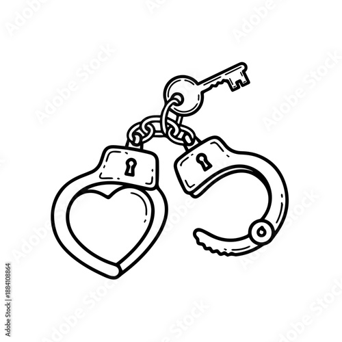 Pair of handcuffs with keys Vector