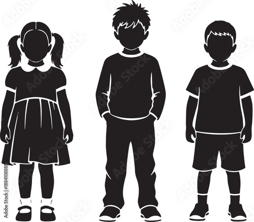 Diverse childhood silhouettes a symbol of innocence, representing the growth and development of young boys and girls, embodying the journey of youth, and reflecting demographic representation