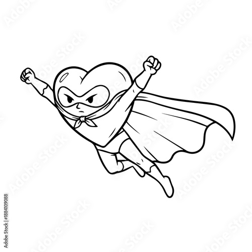 Flying heart superhero Vector