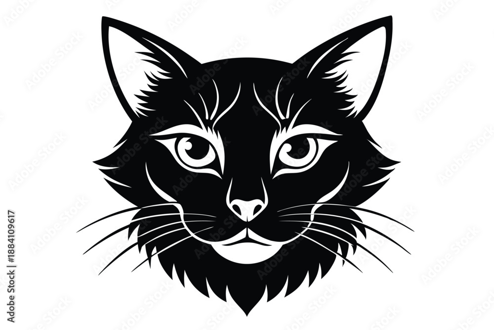 Fototapeta premium cat head silhouette line art vector illustration with a white background