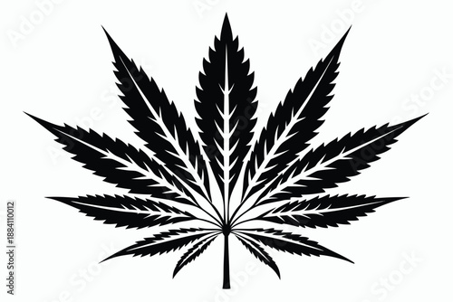 cannabis silhouette line art vector illustration with a white background