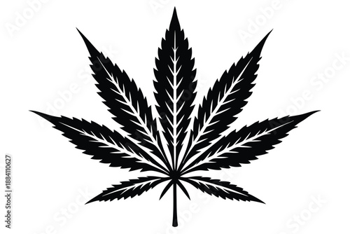 cannabis silhouette line art vector illustration with a white background