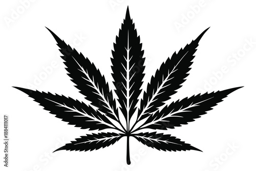 cannabis silhouette line art vector illustration with a white background