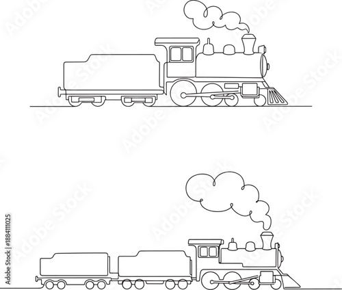 Vintage steam locomotive in motion with carriages