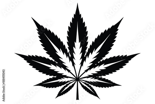cannabis silhouette line art vector illustration with a white background